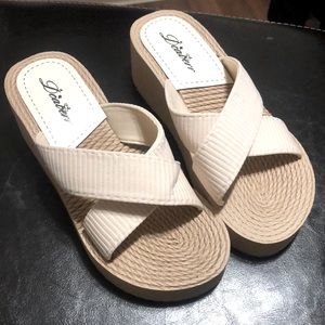 Beige, Wedge Sandals